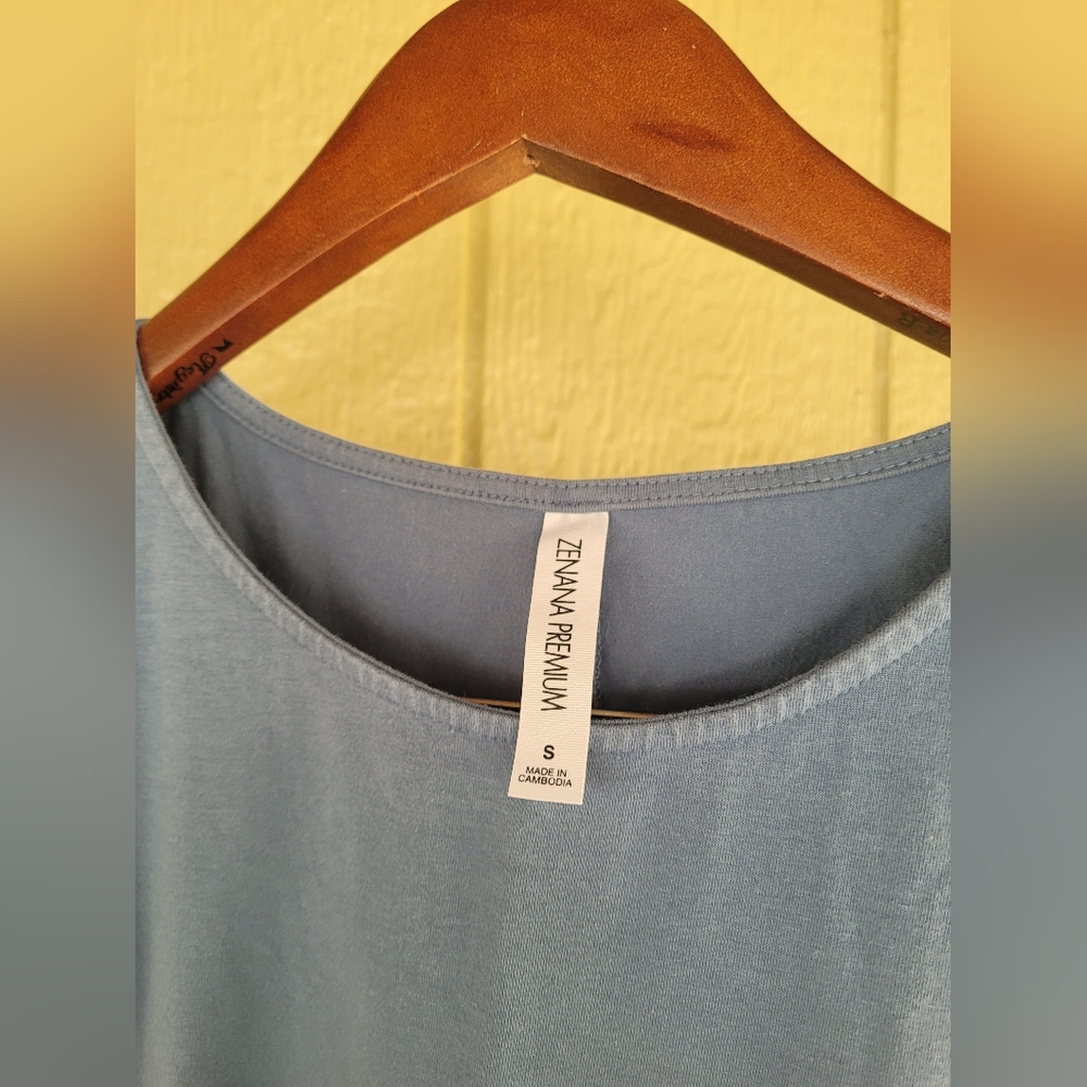 Zenana Blue Tunic Dress with Pockets - Picture 3 of 5